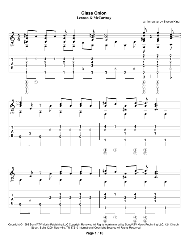 Glass Onion (arr. Steven King)
