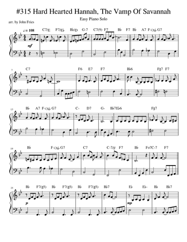 Hard Hearted Hannah, The Vamp Of Savannah (arr. John Fries)