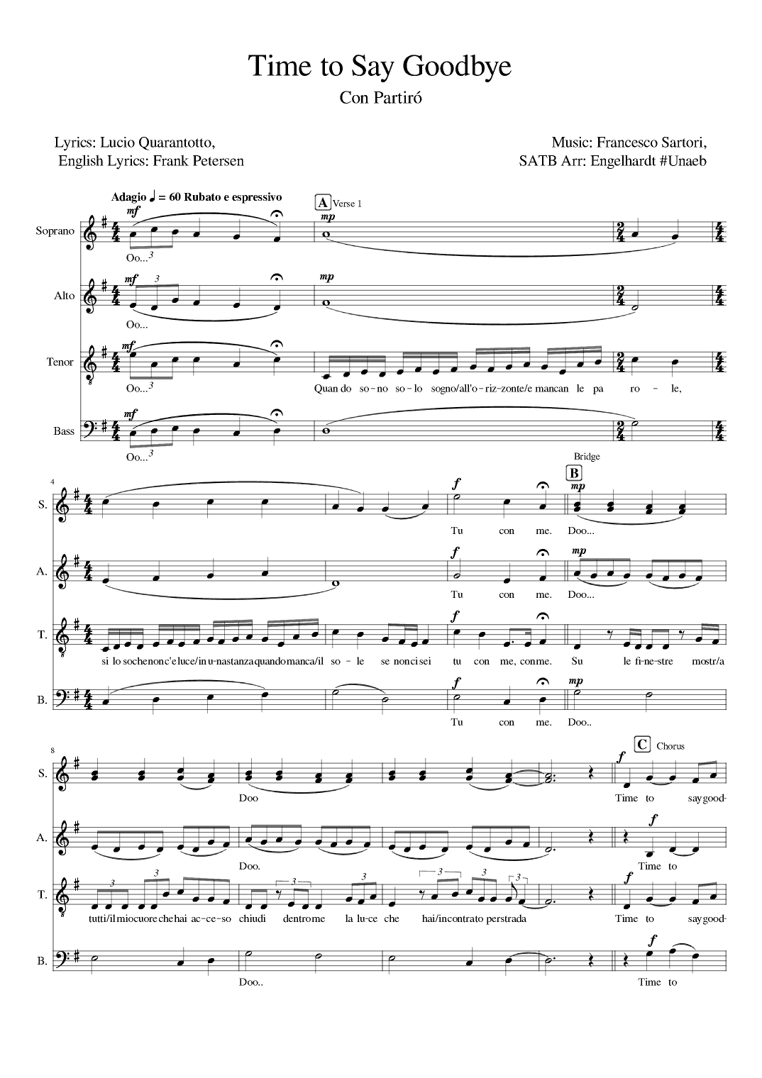 Time To Say Goodbye (arr. Engelhardt Unaeb)