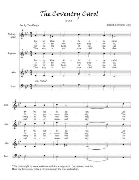 The Coventry Carol (arr. Tom Dwight)