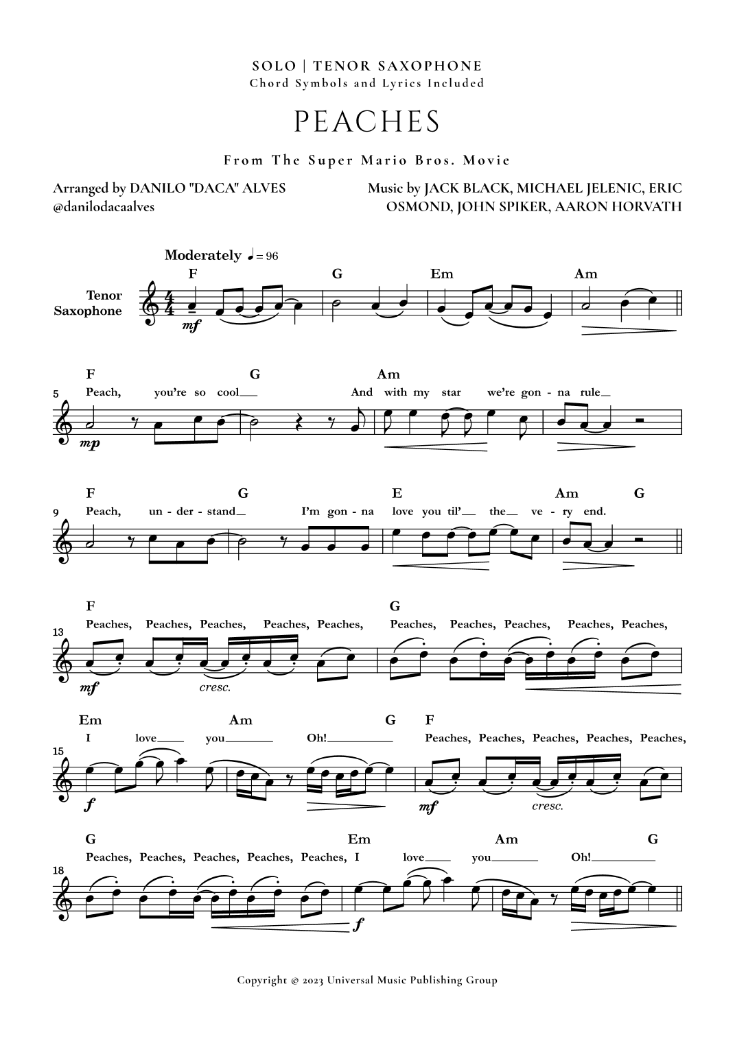 Peaches (arr. Danilo "Daca" Alves)