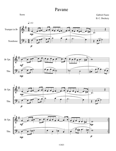 Pavane (Trumpet and Trombone Duet) (arr. B. C. Dockery)