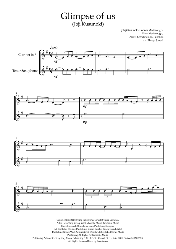 Glimpse Of Us (arr. Thiago Joseph)