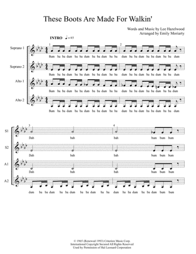 These Boots Are Made For Walkin' (arr. Emily Moriarty)