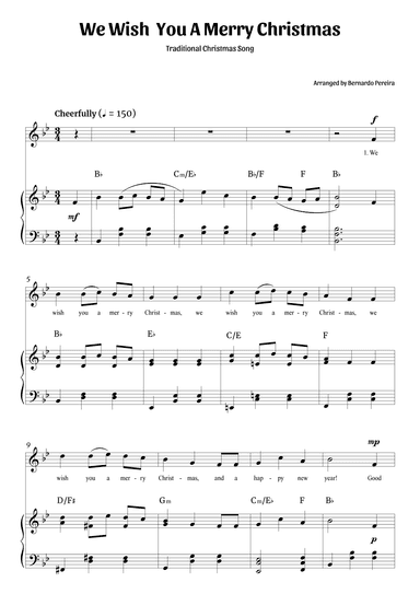 We Wish You A Merry Christmas (voice and piano – Bb major) (arr. Bernardo Pereira)