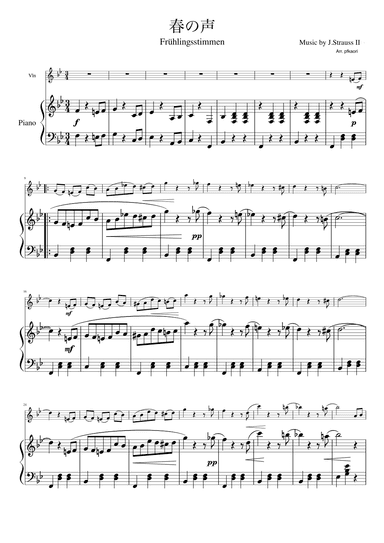 "Frühlingsstimmen" (Bdur) piano & violin (arr. pfkaori)