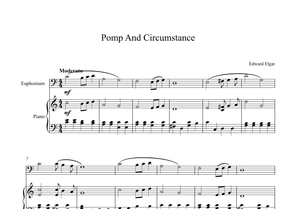 Pomp And Circumstance - Edward Elgar (Euphonium + Piano) (arr. Digital Book Music)