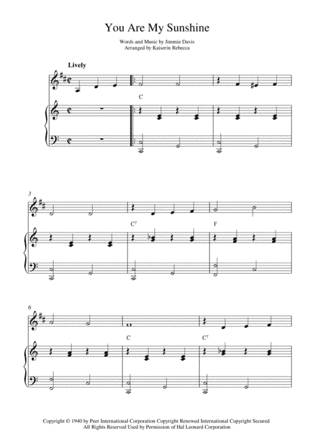 You Are My Sunshine (arr. Kaiserin Rebecca)