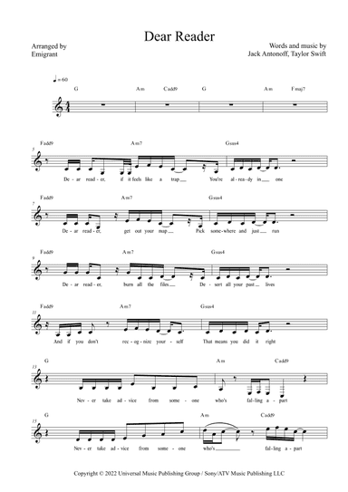 Dear Reader (arr. Emigrant)