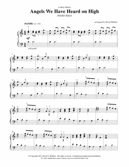 Angels We Have Heard on High (arr. David Winkler)