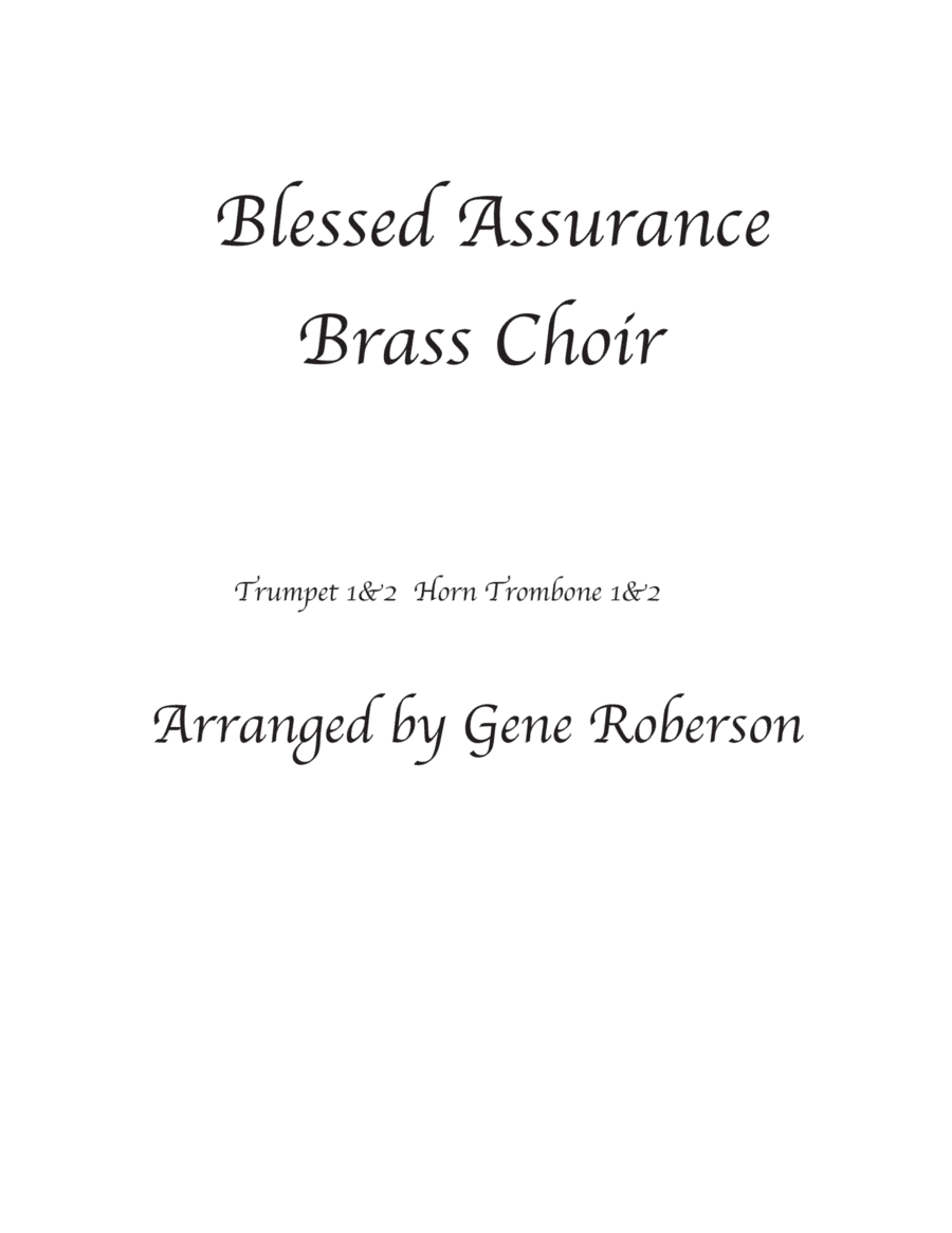 Blessed Assurance Hymn. Brass Quintet (arr. Gene Roberson)