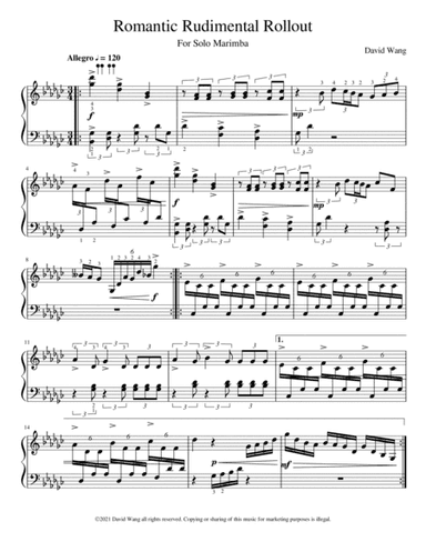 Romantic Rudimental Rollout for Solo Marimba