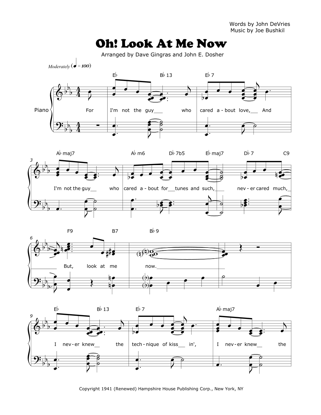 Oh! Look At Me Now (arr. Dave Gingras and John E. Dosher)