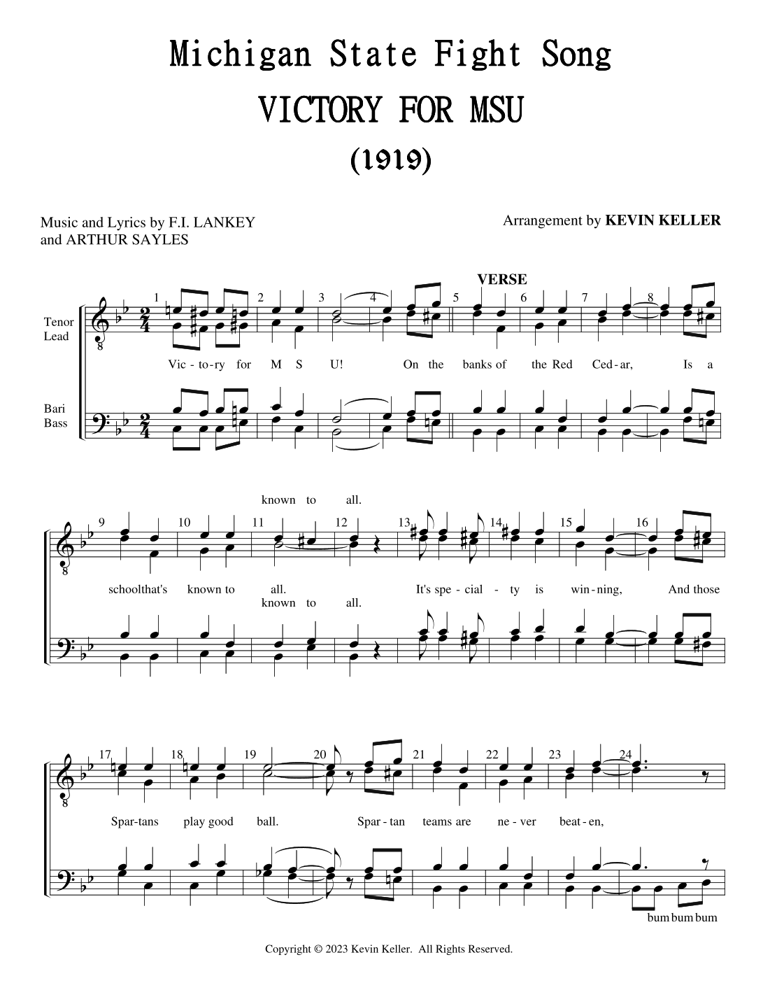 Victory for MSU (Michigan State Fight Song) (arr. Kevin Keller)