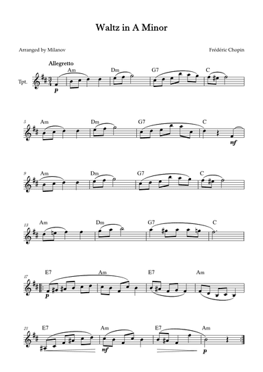 Waltz in A Minor | B. 150, Op. Posth. | Chopin | Trumpet | Chords (arr. Milanov)
