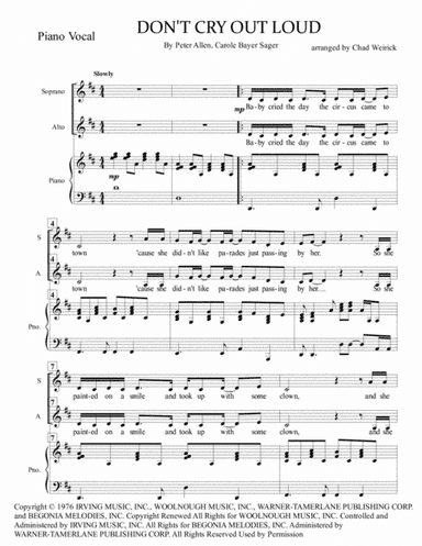 Don't Cry Out Loud (we Don't Cry Out Loud) (arr. Chad Weirick)