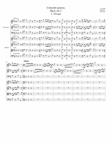 Concerto grosso, Op.6, no.7 (Original) (arr. Gil Garty)