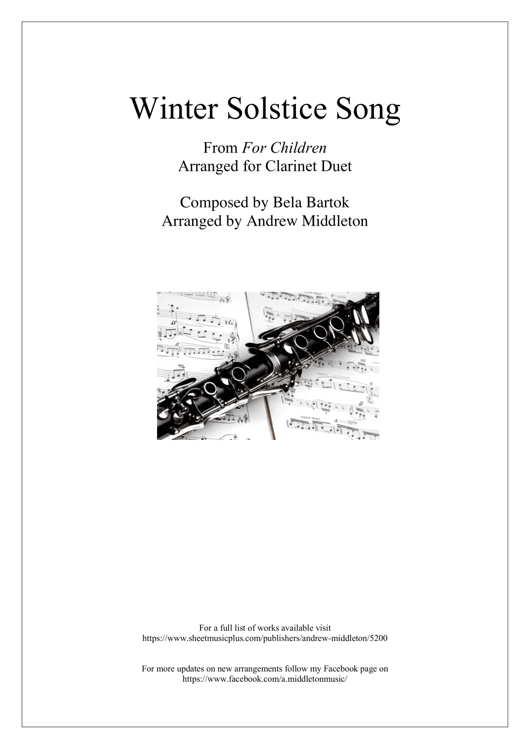 Winter Solstice Song arranged for Clarinet Duet (arr. Andrew Middleton)