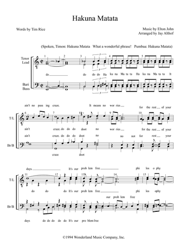 Hakuna Matata (arr. Jay Althof)