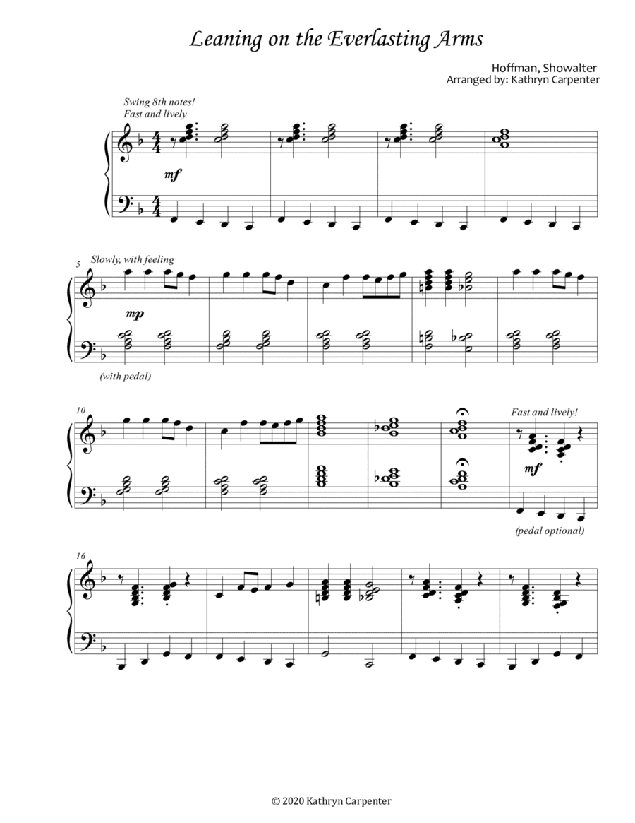 Leaning on the Everlasting Arms (Advanced Piano) (arr. Kathryn Carpenter)
