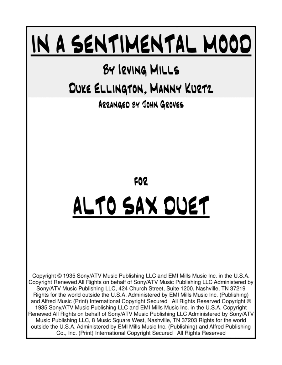 In A Sentimental Mood (arr. John Groves)