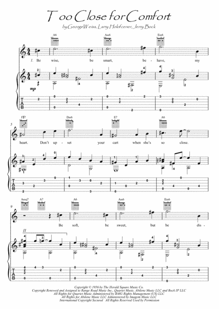 Too Close For Comfort (arr. PianoSheetNow)