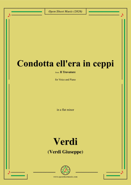Verdi-Condotta ell'era in ceppi,in a flat minor,for Voice and Piano (arr. MSM)