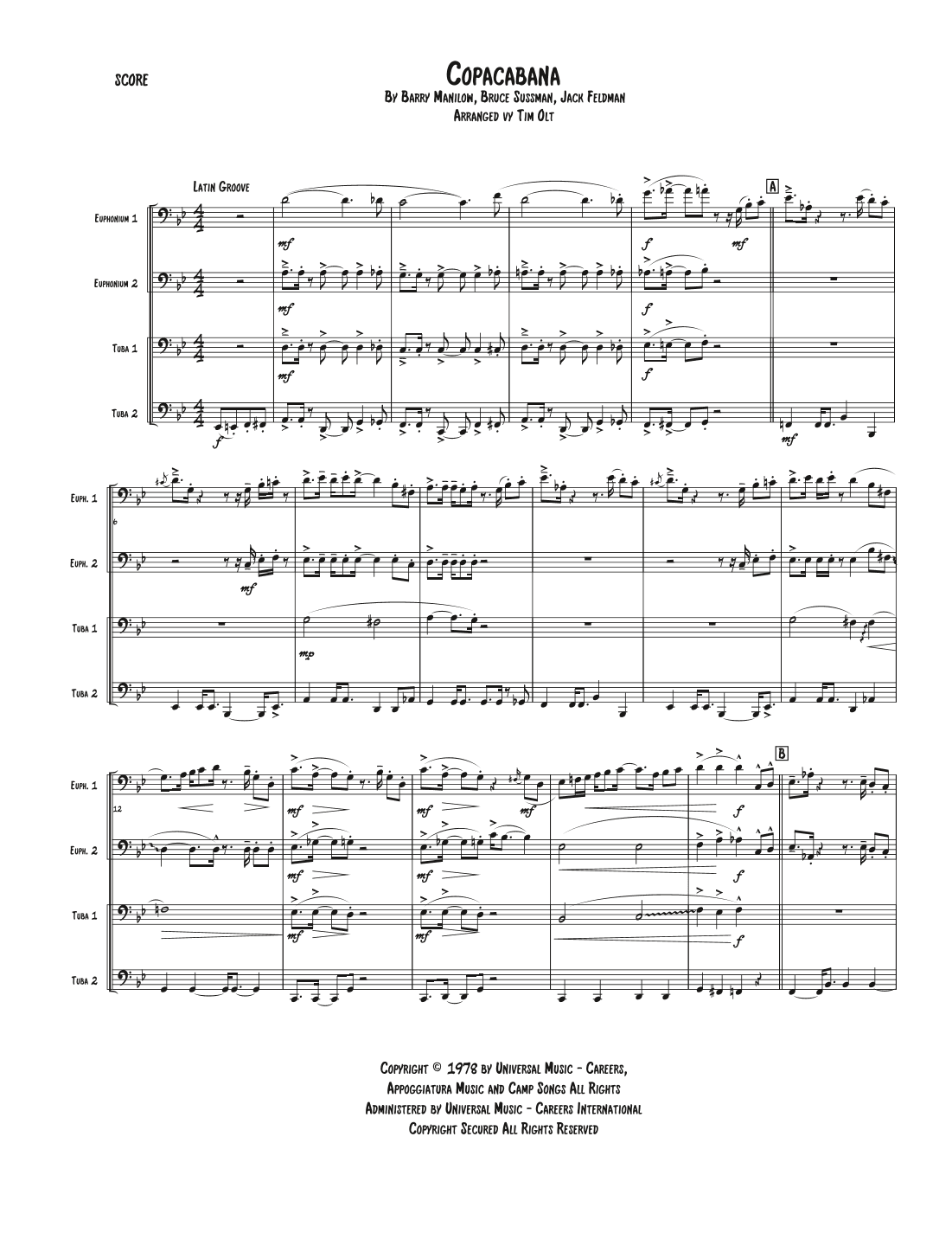 Copacabana (at The Copa) (arr. Tim Olt)
