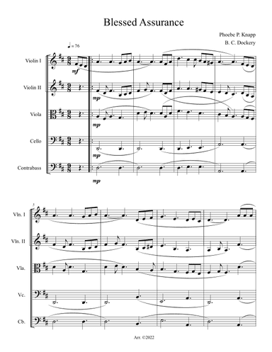 Blessed Assurance (String Orchestra or Quintet) (arr. B. C. Dockery)