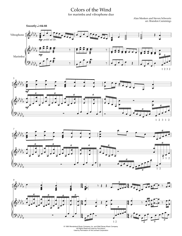 Colors Of The Wind (arr. Brandon Cummings)