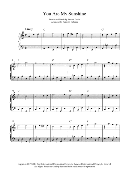 You Are My Sunshine (arr. Kaiserin Rebecca)