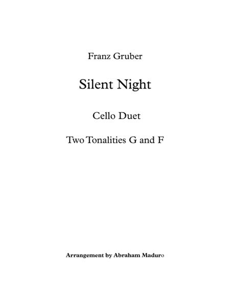 Silent Night Cello Duet Two Tonalities Included (arr. Abraham Maduro)