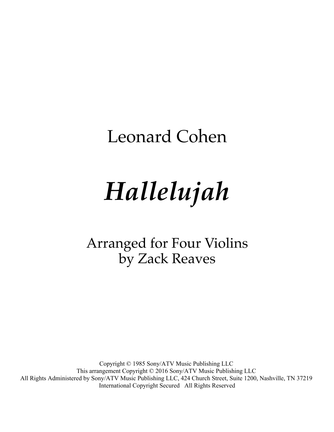 Hallelujah (arr. Zack Reaves)