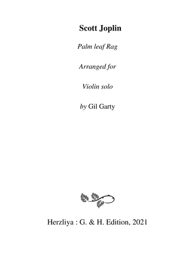 Palm leaf rag (arrangement for violin solo) (arr. Gil Garty)