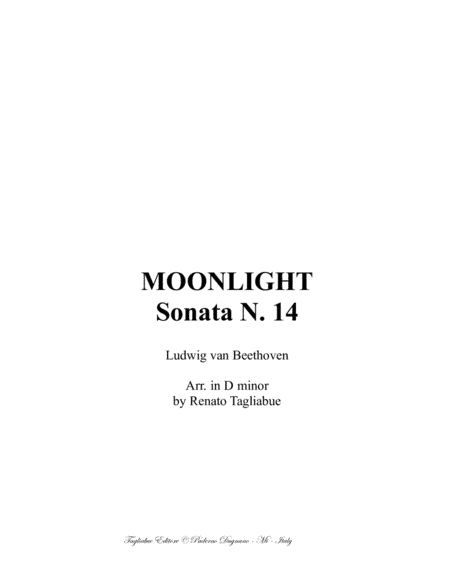MOONLIGHT SONATA - 1st. Mov. - Arr. in D minor - Easy Piano (arr. Renato Tagliabue)