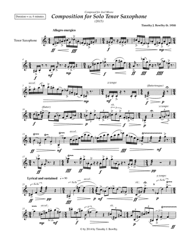 Composition for Solo Tenor Saxophone