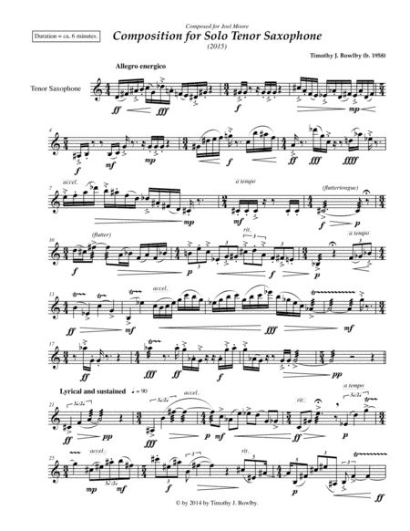 Composition for Solo Tenor Saxophone