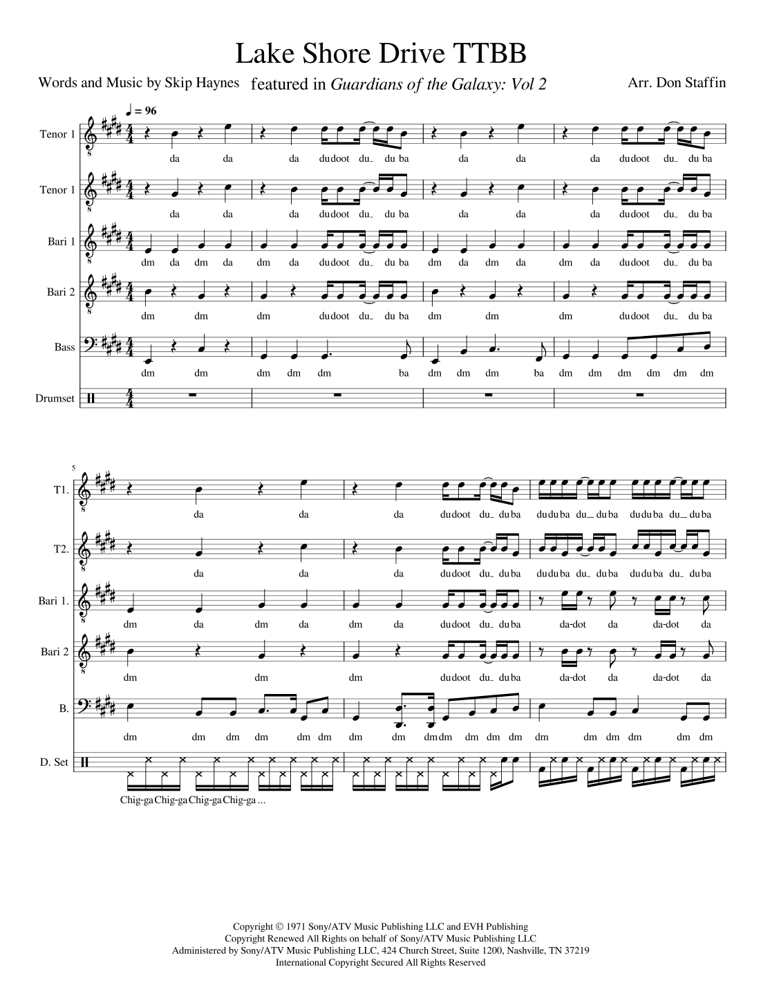 Lake Shore Drive (arr. Don Staffin)