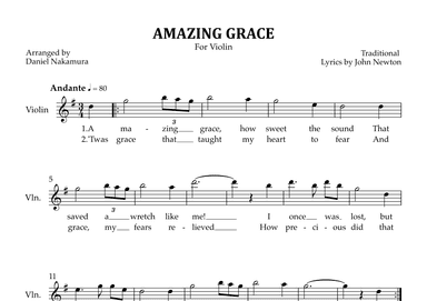 Amazing Grace (for Violin solo) (arr. Daniel Nakamura)