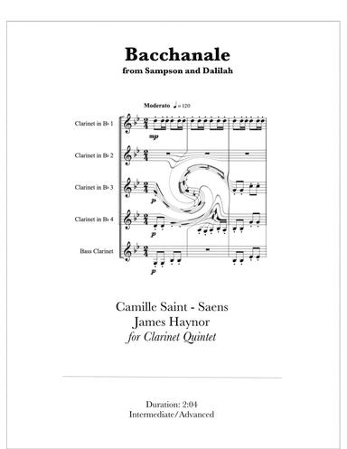 Bacchanole from Samson and Delilah for Clarinet Quintet (arr. James Haynor)