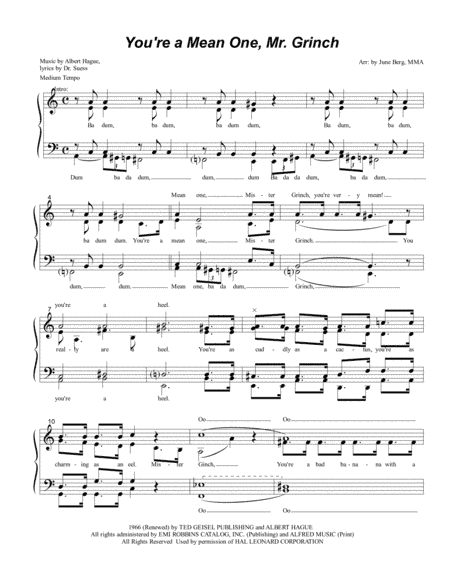 You're A Mean One, Mr. Grinch (arr. June Berg, MMA)