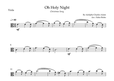 Oh Holly Night (Christmas Song) for Viola Solo (arr. Fabio Britto)