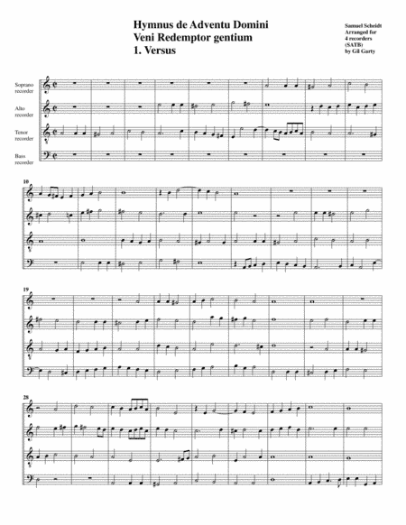 Veni Redemptor gentium (arrangement for 4 recorders) (arr. Gil Garty)