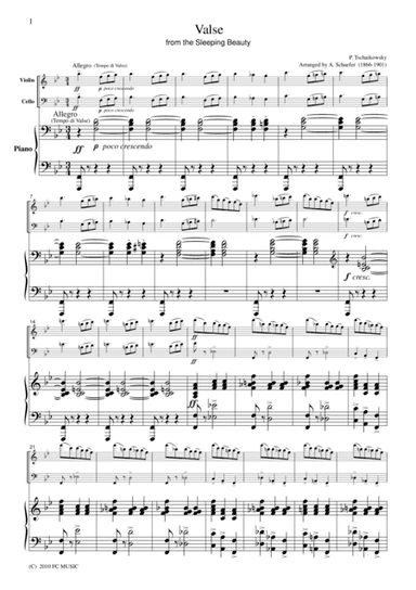Tchaikowsky Waltz from The Sleeping Beauty, for piano trio, PT001 (arr. A. Schaefer)