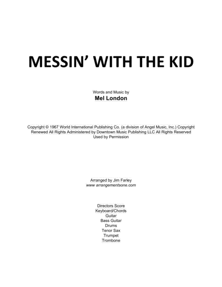 Messin' With The Kid (arr. Jim Farley www.arrangementsone.com)