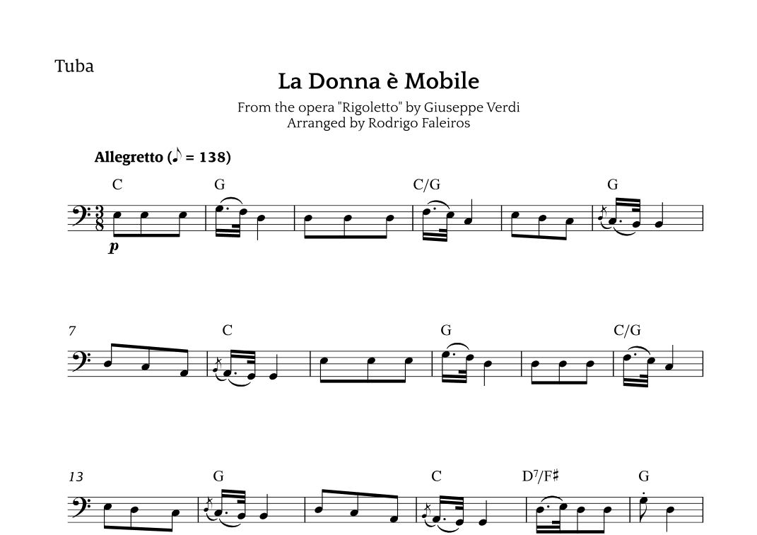 La Donna è Mobile (arr. Rodrigo Faleiros)