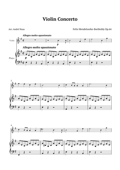Violin Concerto in E minor (arr. André Nusa)
