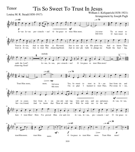 'Tis So Sweet To Trust In Jesus (arr. Joseph Pugh)