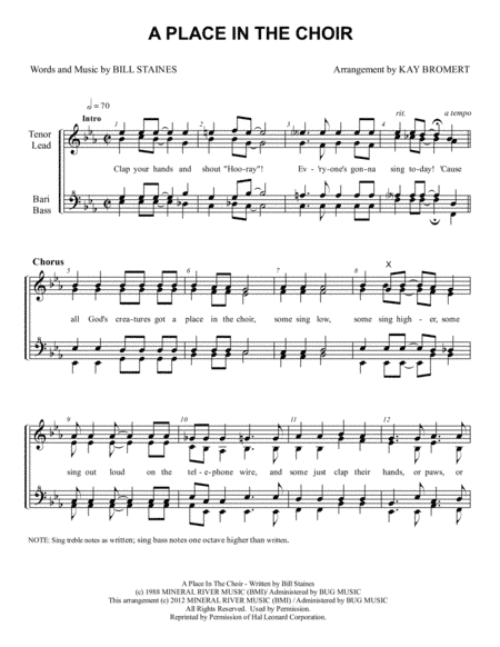 A Place In The Choir (arr. Kay Bromert)