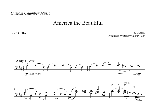 America The Beautiful (solo cello) (arr. Randy Calistri-Yeh)